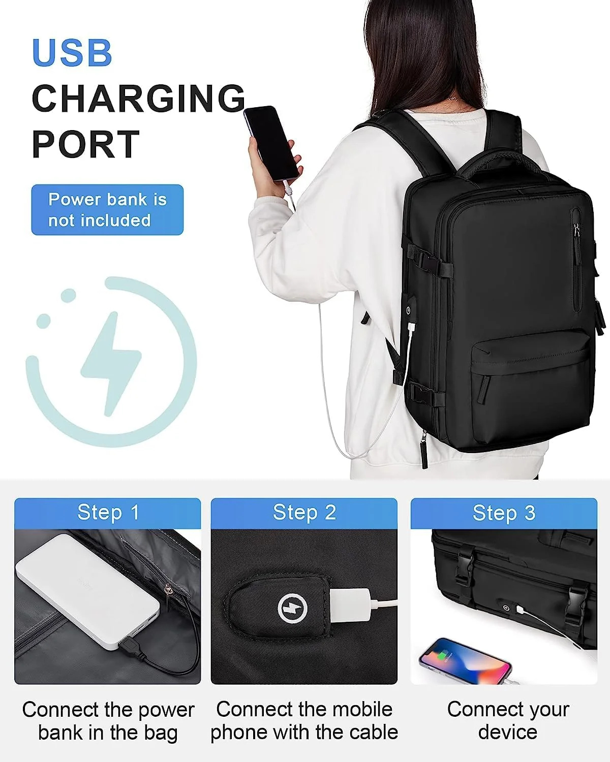 Adventure Ready | 40L Waterproof Travel Backpack with USB Port & Shoe Compartment | Versatile Design for Travel and Outdoor Use