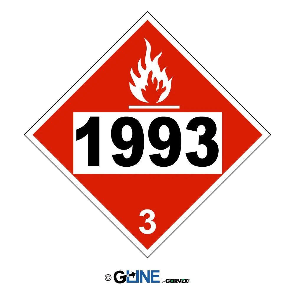 1993 Flammable Liquid. Combustible Liquid - Class 3 Placard