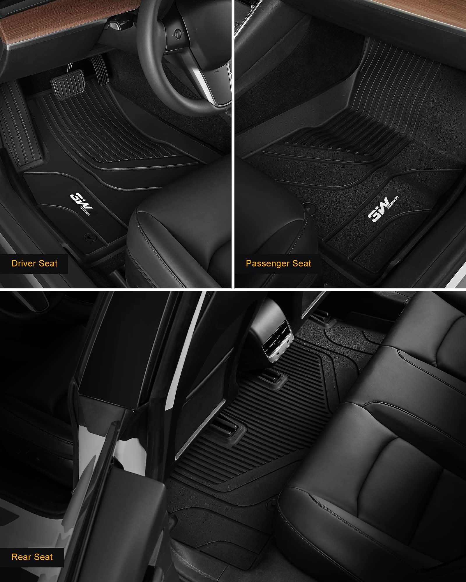3W Tesla Model 3 2021-2022 Custom Floor Mats & Trunk Mats TPE Material & All-Weather Protection