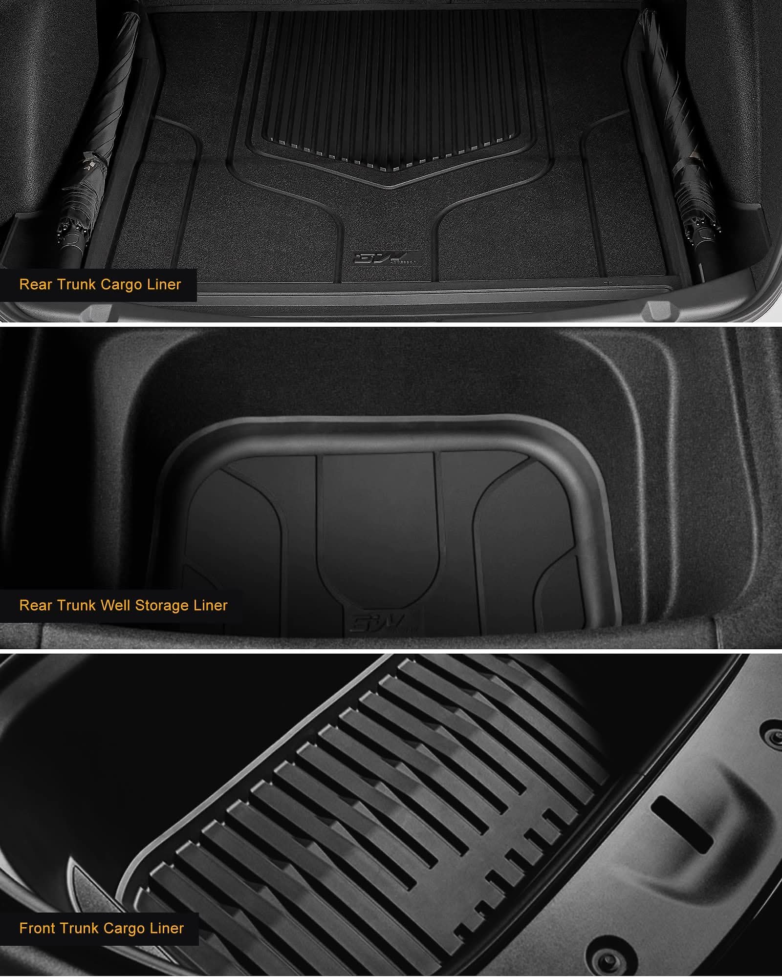 3W Tesla Model 3 2021-2022 Custom Floor Mats & Trunk Mats TPE Material & All-Weather Protection