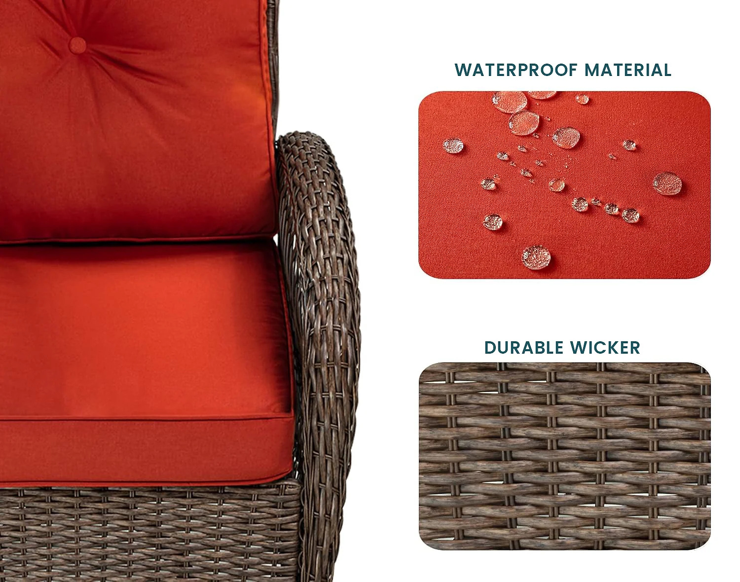 (Discontinued) 3 Pieces Patio Furniture Set. Outdoor Swivel Glider Rocker. Wicker Patio Bistro Set with Rocking Chair. Cushions and Table