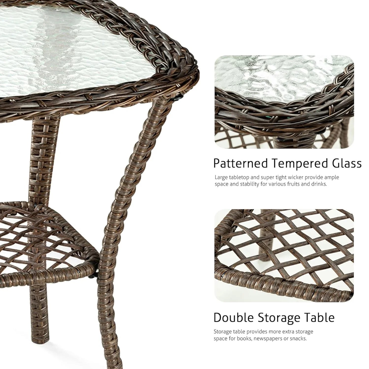 (Discontinued) 3 Pieces Patio Furniture Set. Outdoor Swivel Glider Rocker. Wicker Patio Bistro Set with Rocking Chair. Cushions and Table
