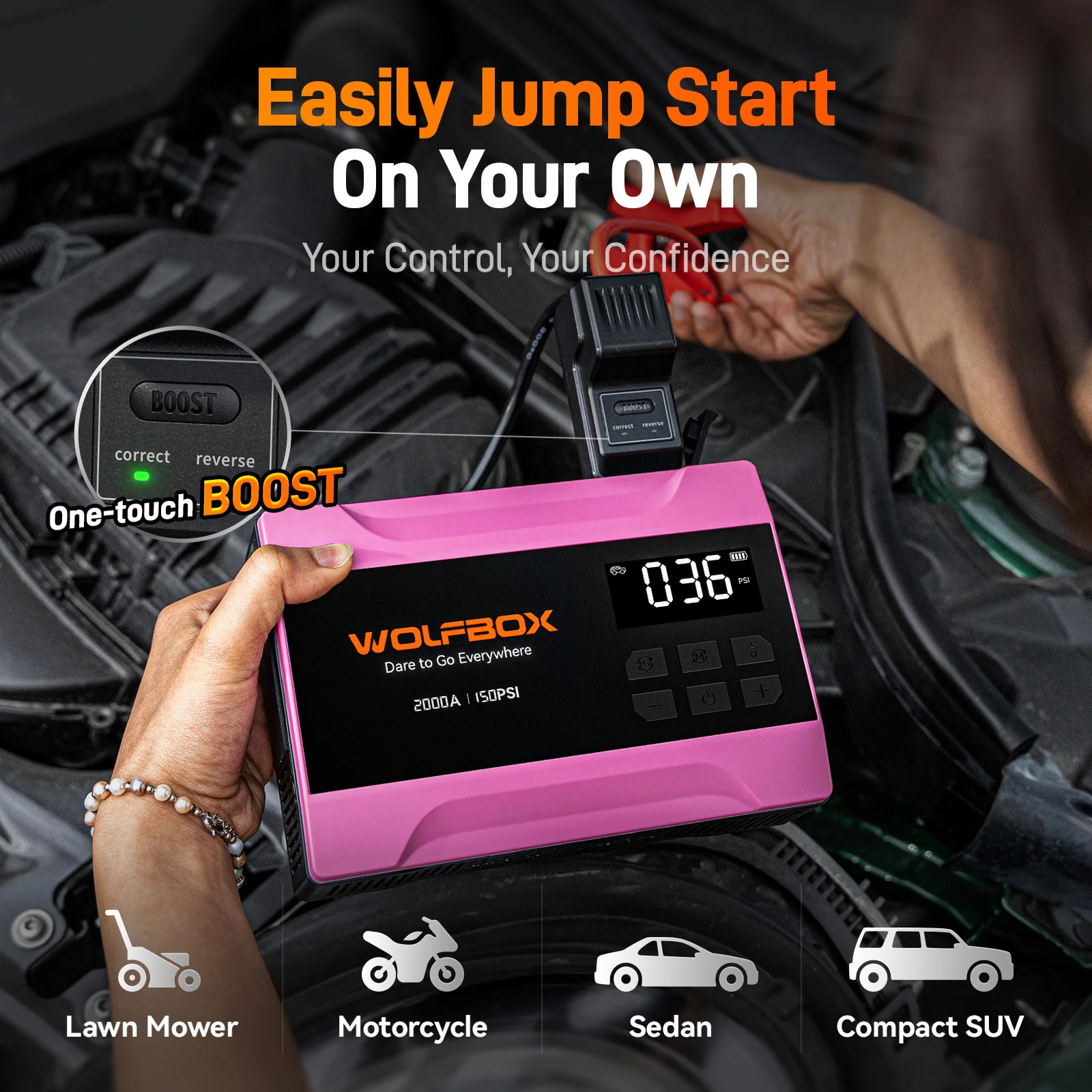 2000A Jump Starter with Air Compressor | WOLFBOX MegaVolt 10Air