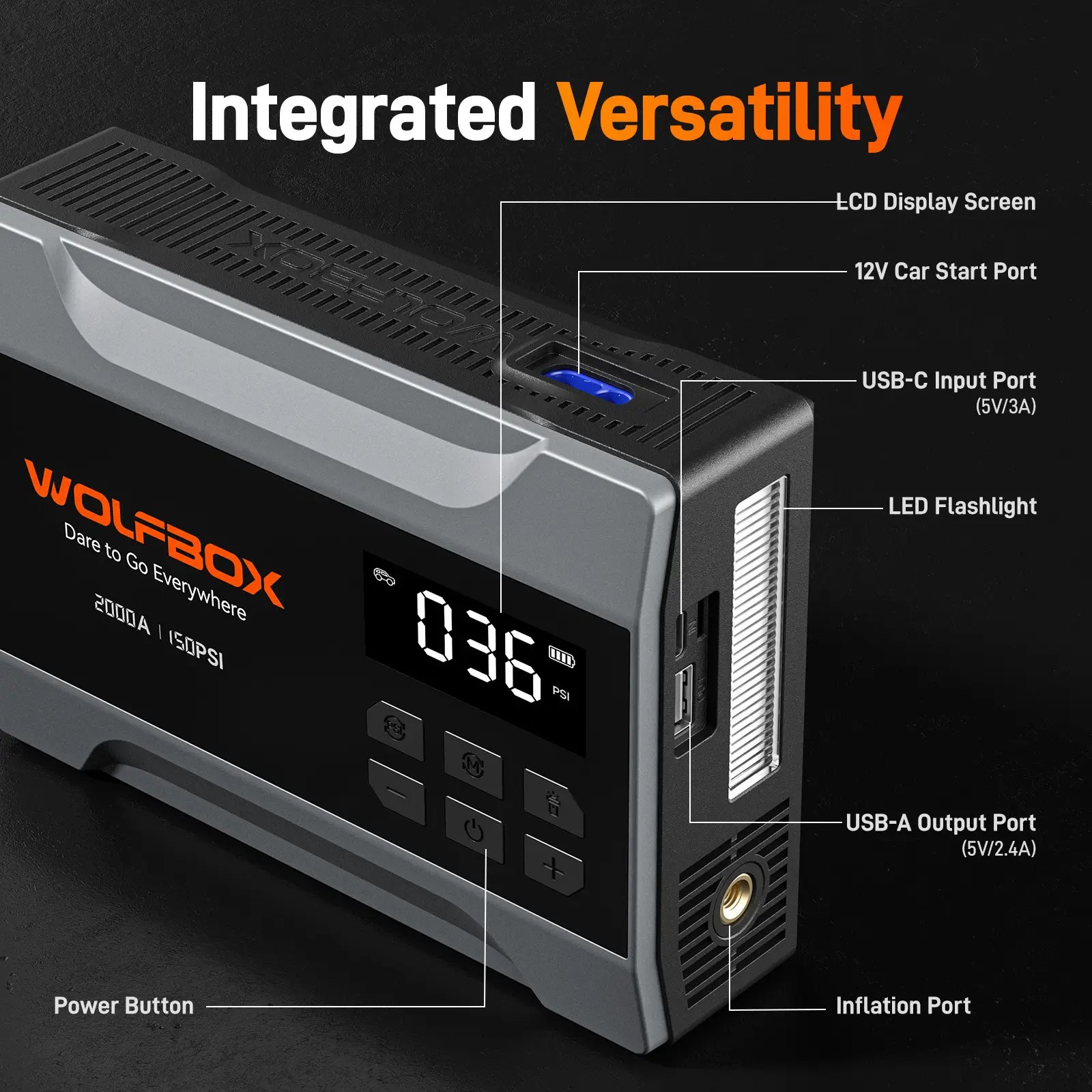2000A Jump Starter with Air Compressor | WOLFBOX MegaVolt 10Air