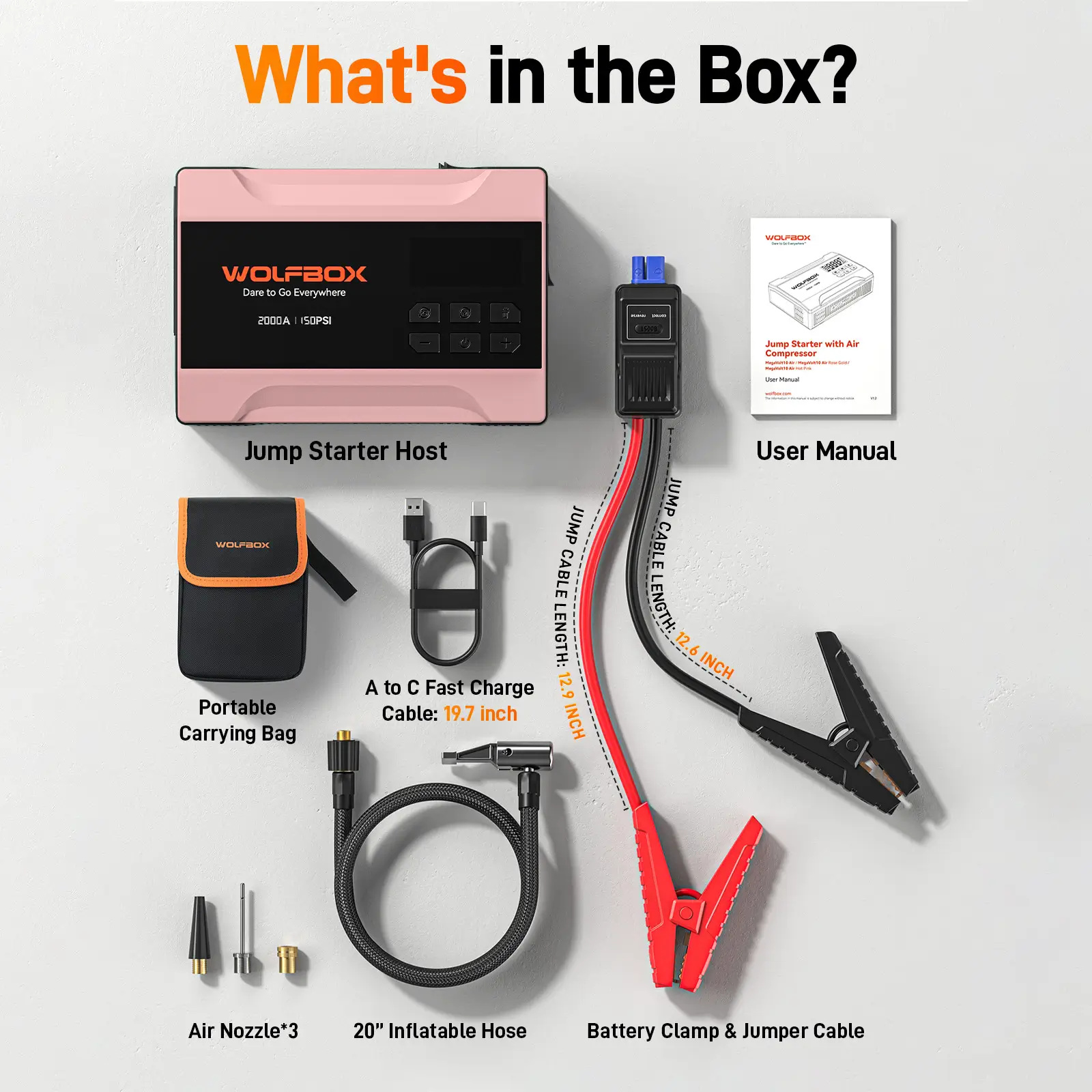 2000A Jump Starter with Air Compressor | WOLFBOX MegaVolt 10Air
