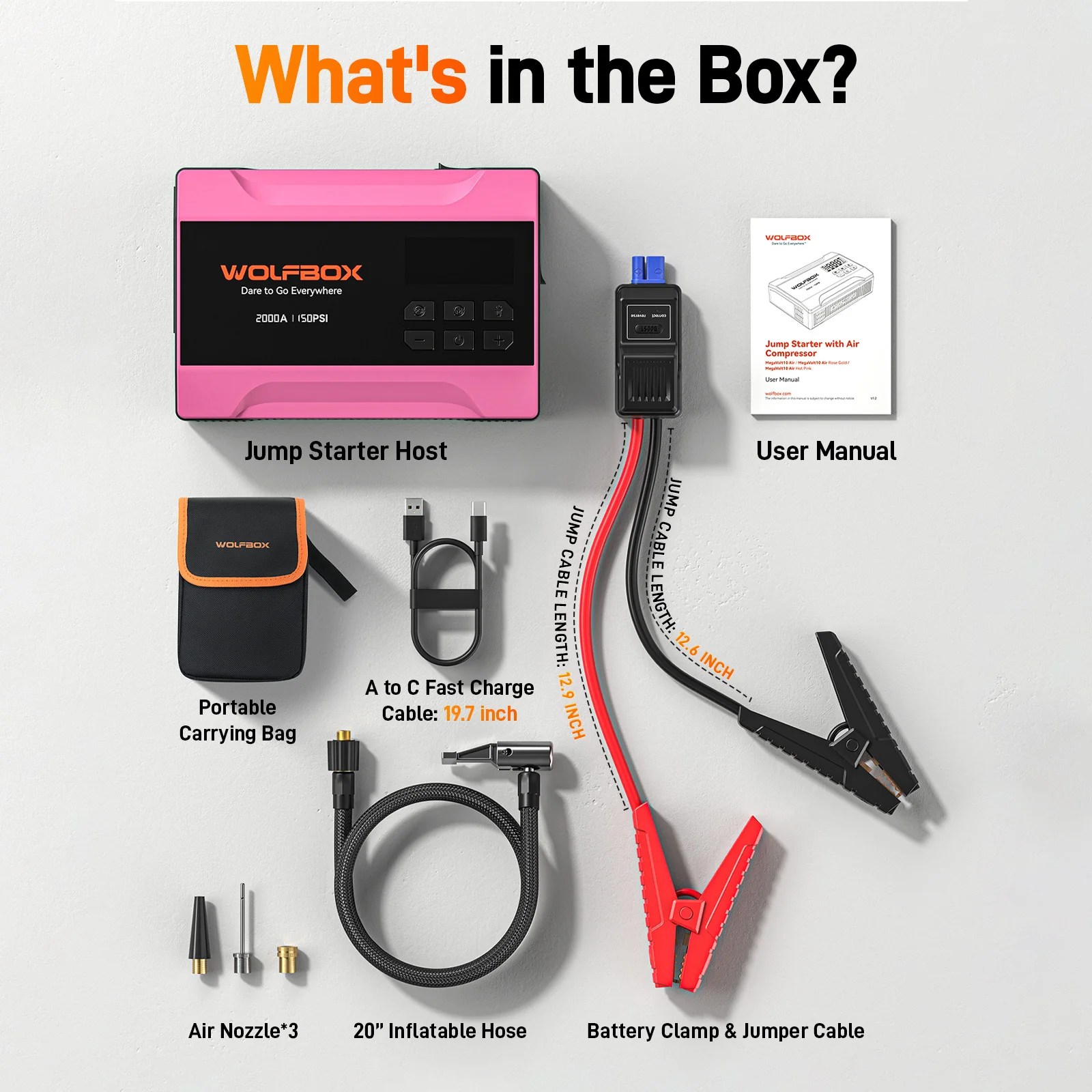 2000A Jump Starter with Air Compressor | WOLFBOX MegaVolt 10Air