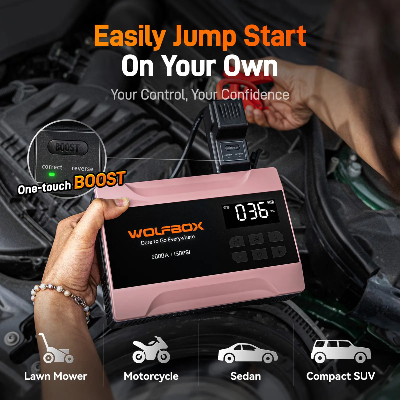 2000A Jump Starter with Air Compressor | WOLFBOX MegaVolt 10Air