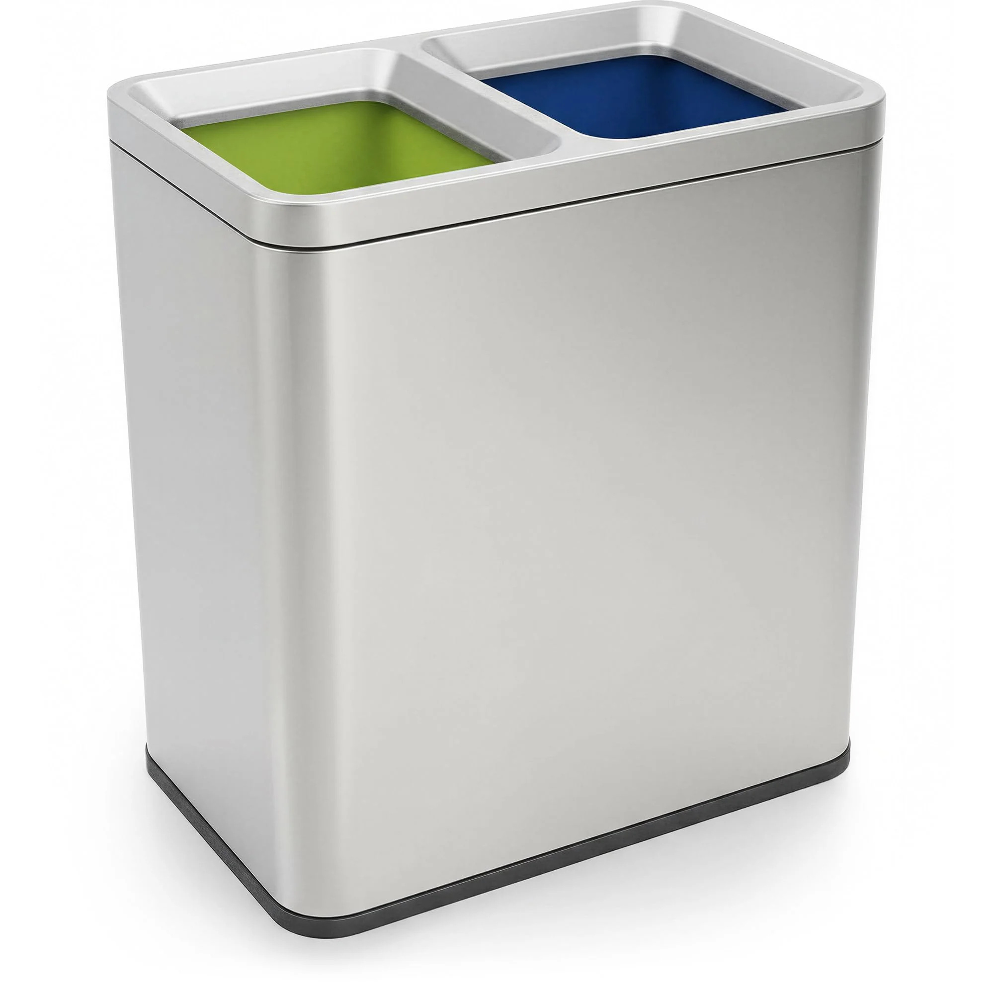 70 Liter / 18.5 Gallon Rectangular Open Top Dual Compartment Recycling Trash Can. Stainless Steel (40L x 30L Capacity) Ideal for Restaurants. Coffee Shops. Gym and Households