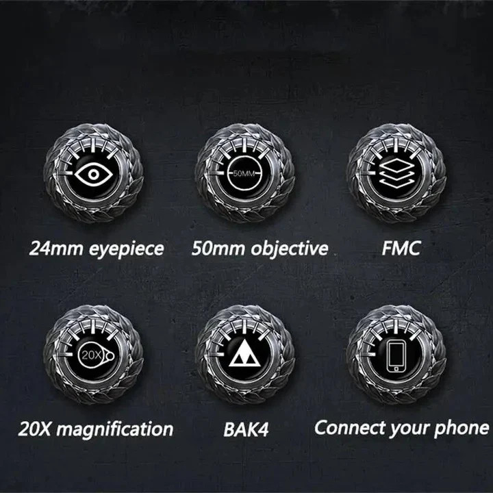 20x Magnification Binoculars with BAK4 Prism and Phone Adapter