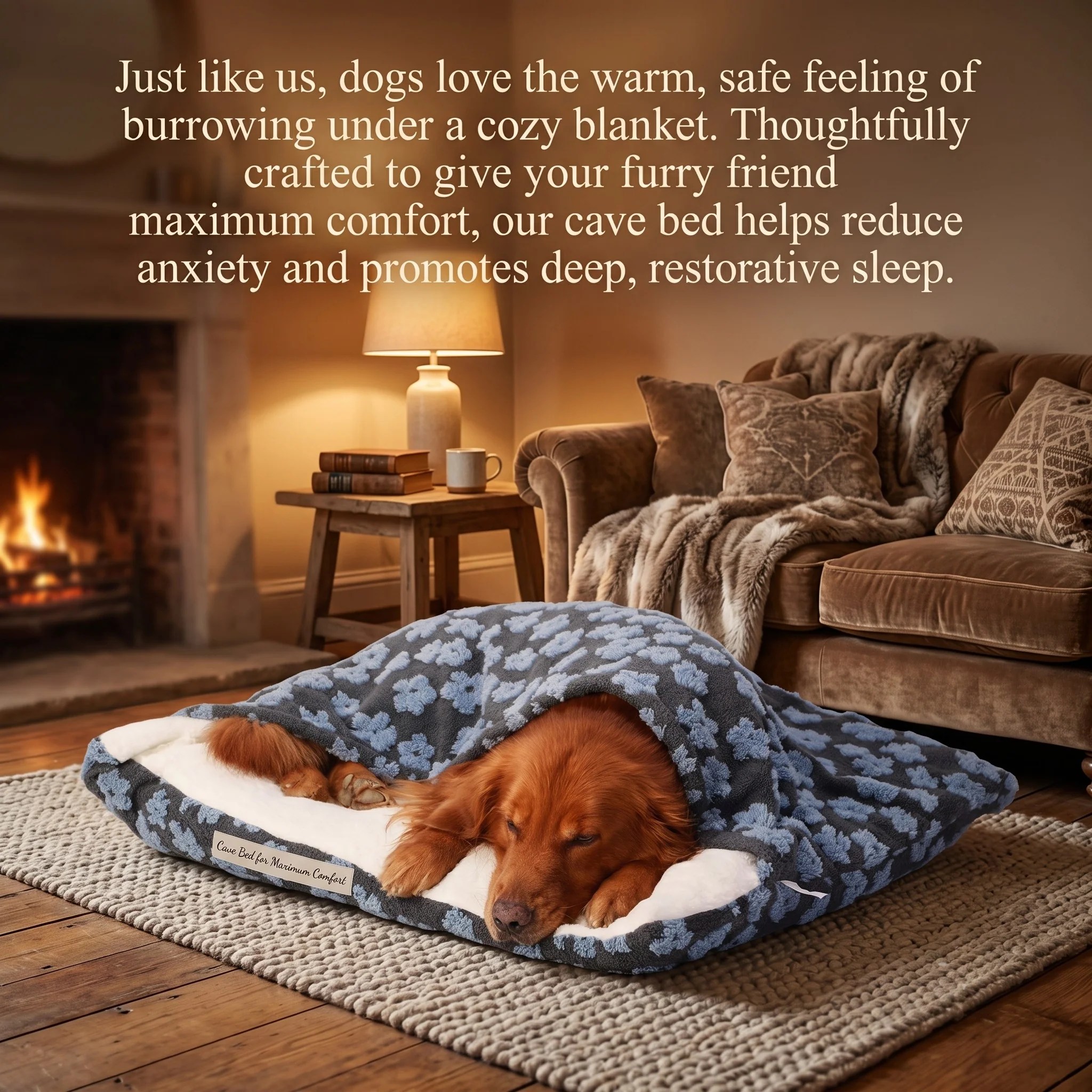 Komavic Cozy Sleepy Burrow Dog Bed With Removable Cover
