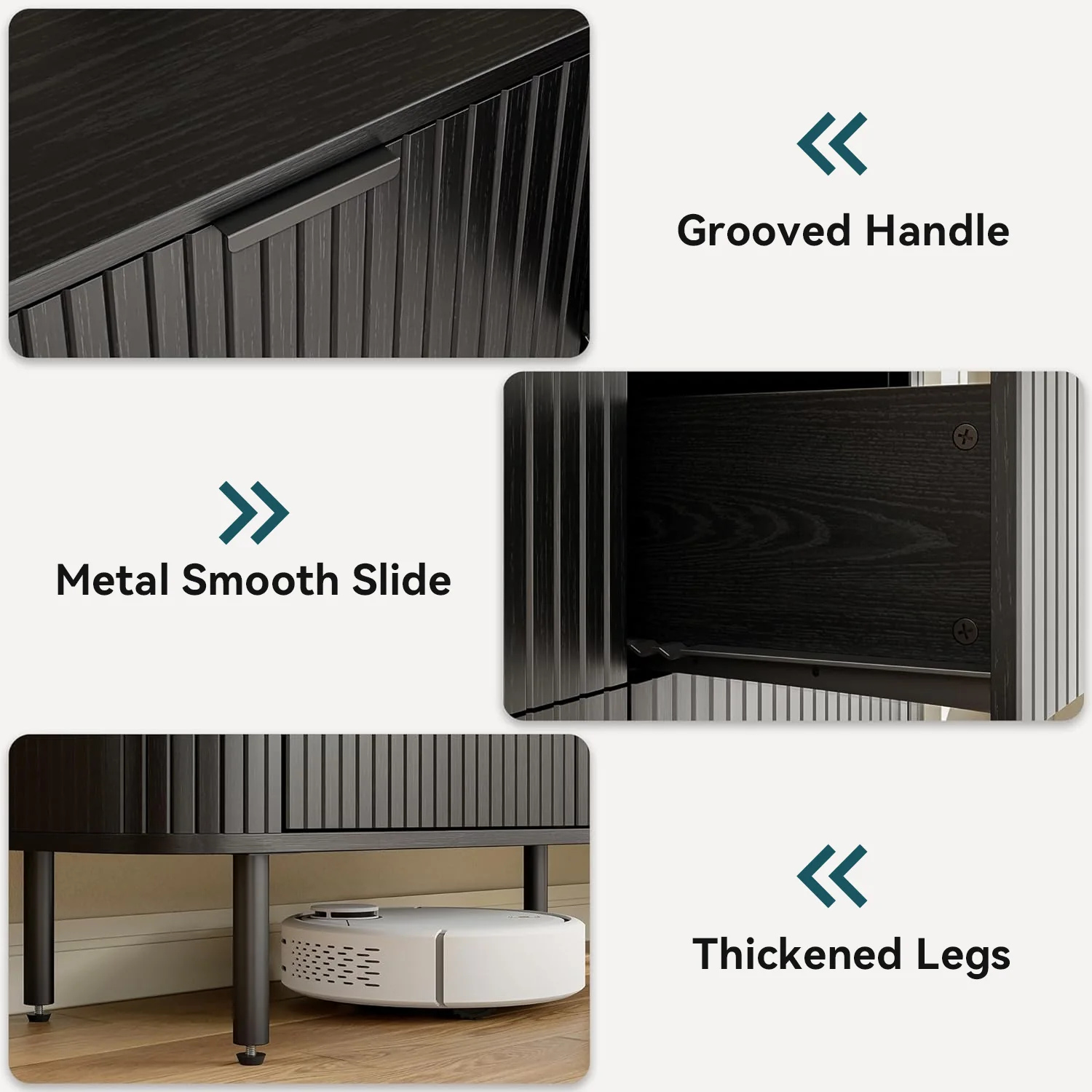 (Discontinued) 9 Drawer Dresser. Bedroom Dressers with Drawers. 53 Wide Fluted Chest of Drawers with Metal Handle