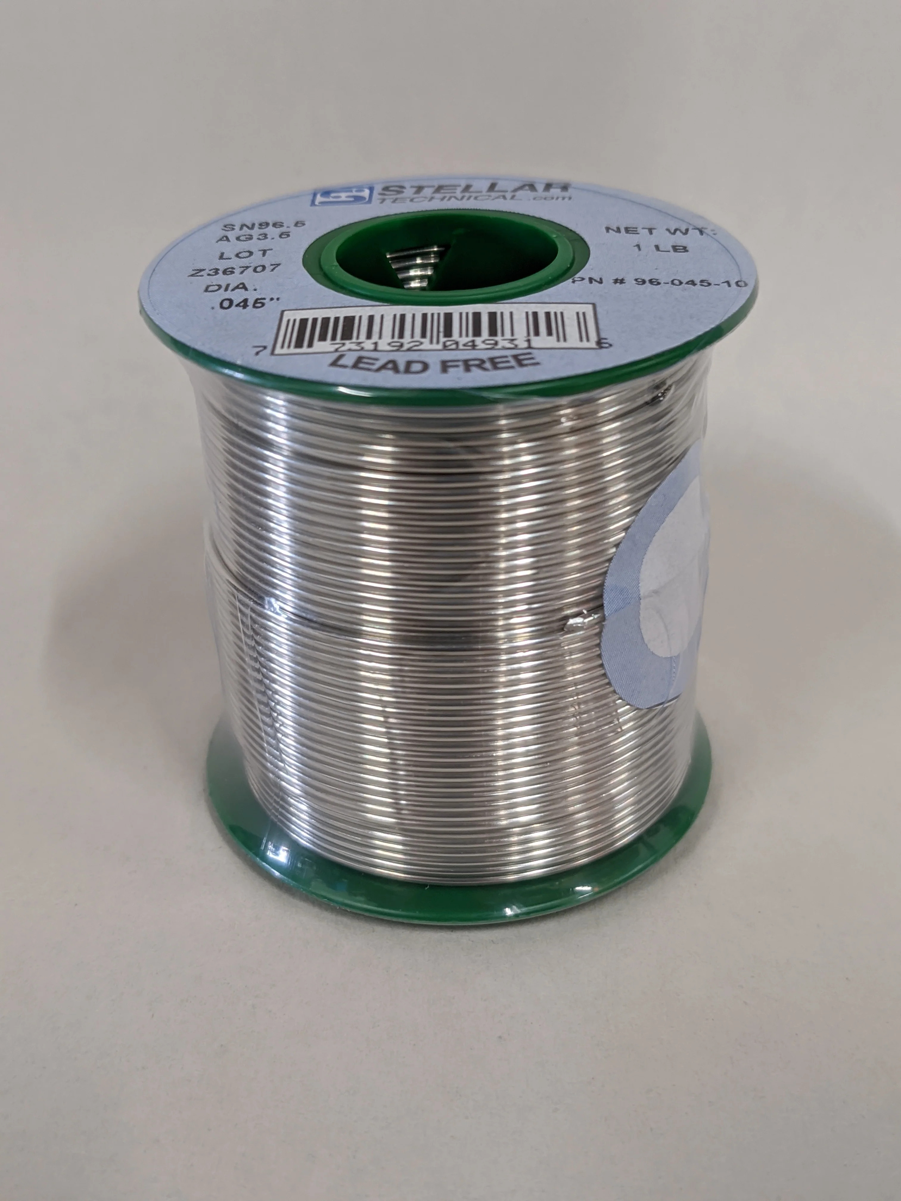 96.5Sn/3.5Ag Tin/Silver Solid Wire Solder. Lead-Free. .045 Diameter on 1 LB Spool