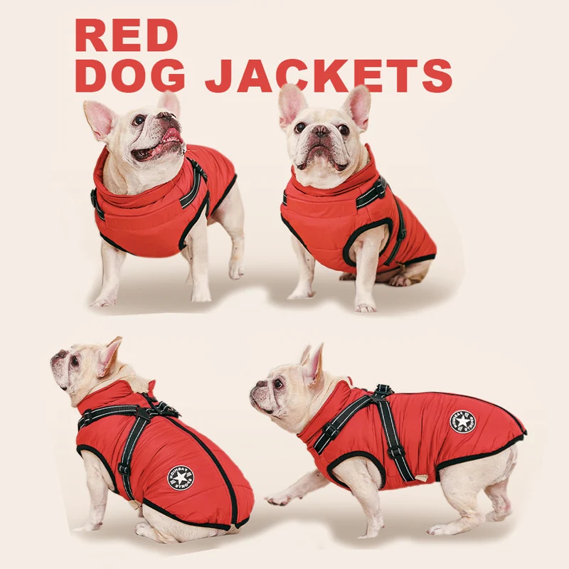 Waterproof Winter Jacket with Built-in Harness For Dogs