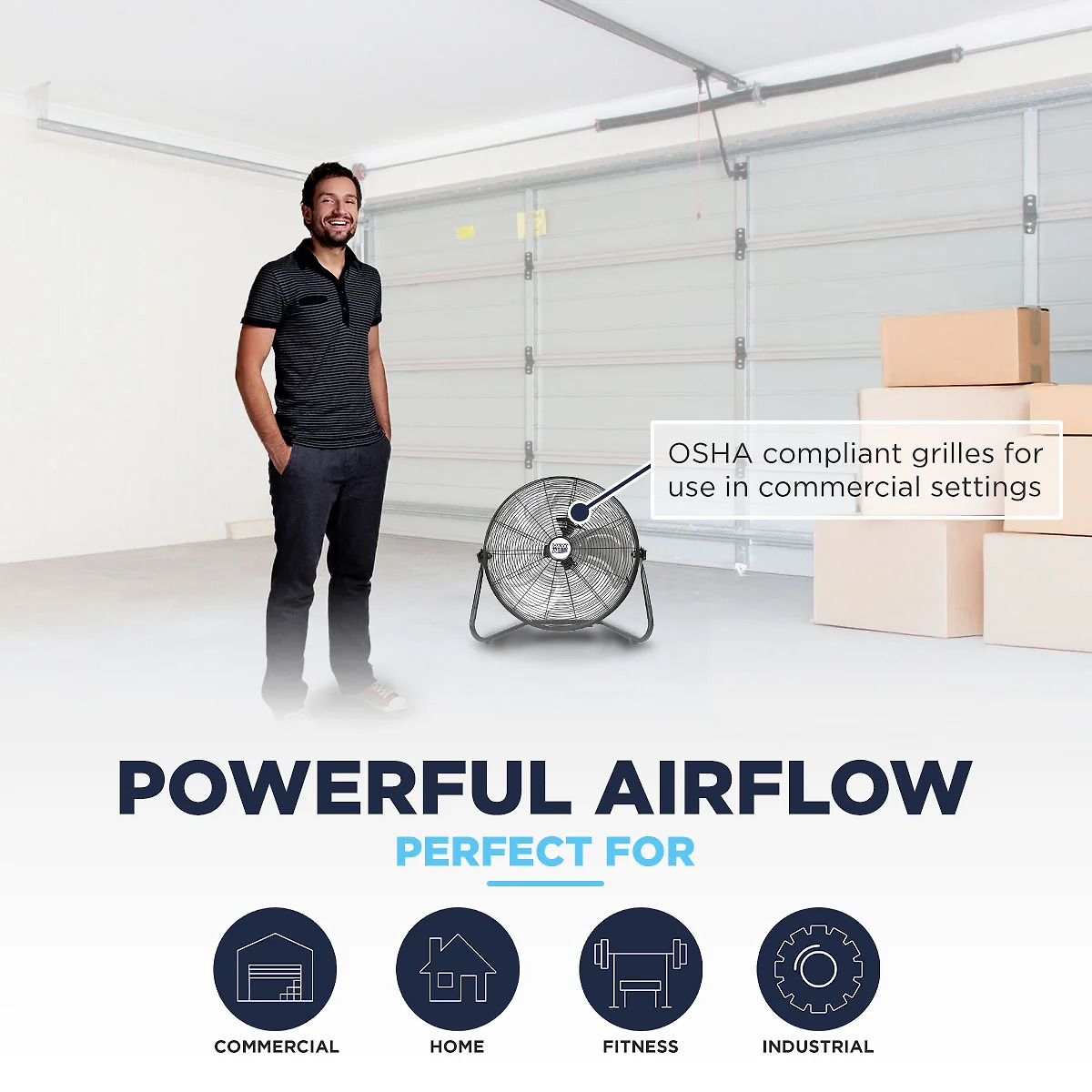 20 In. 3-Speed Tilting High Velocity Floor Fan