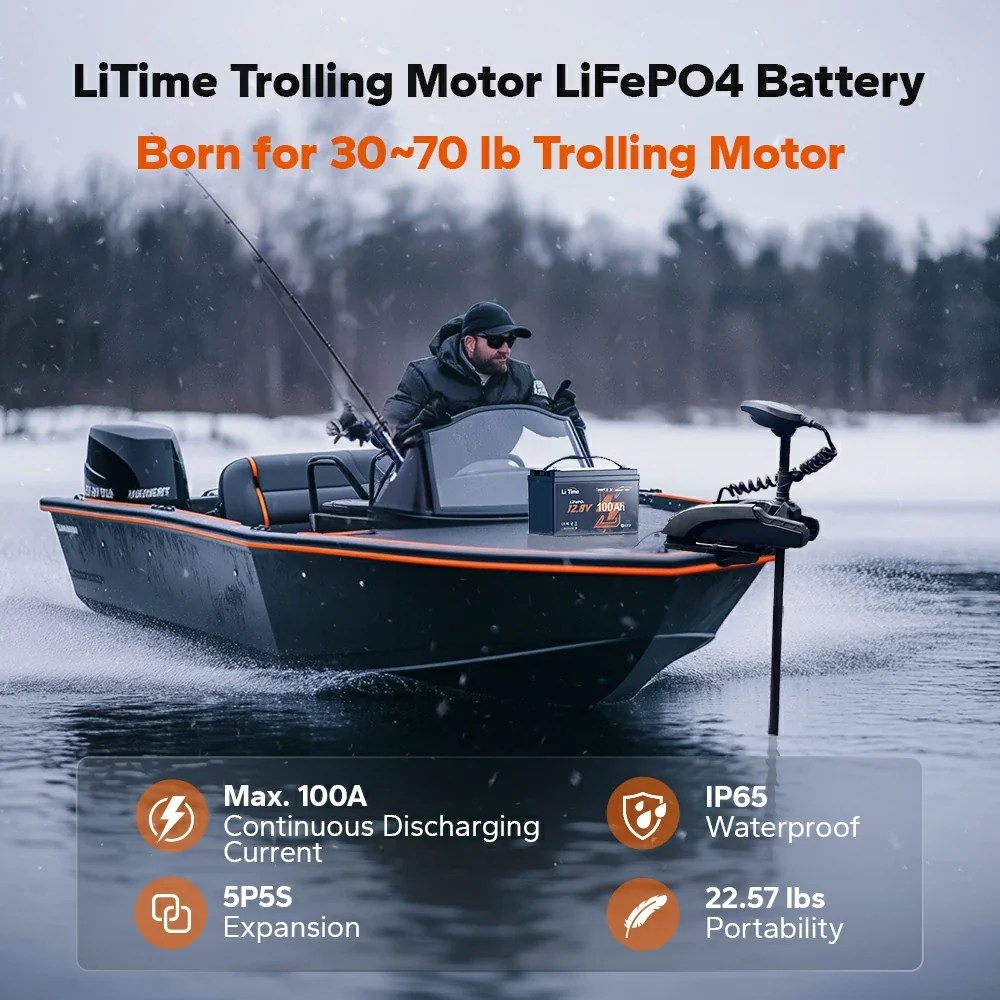 LiTime 12V Marine Power Solution for 0-2400W Electric Outboards and Trolling Motor