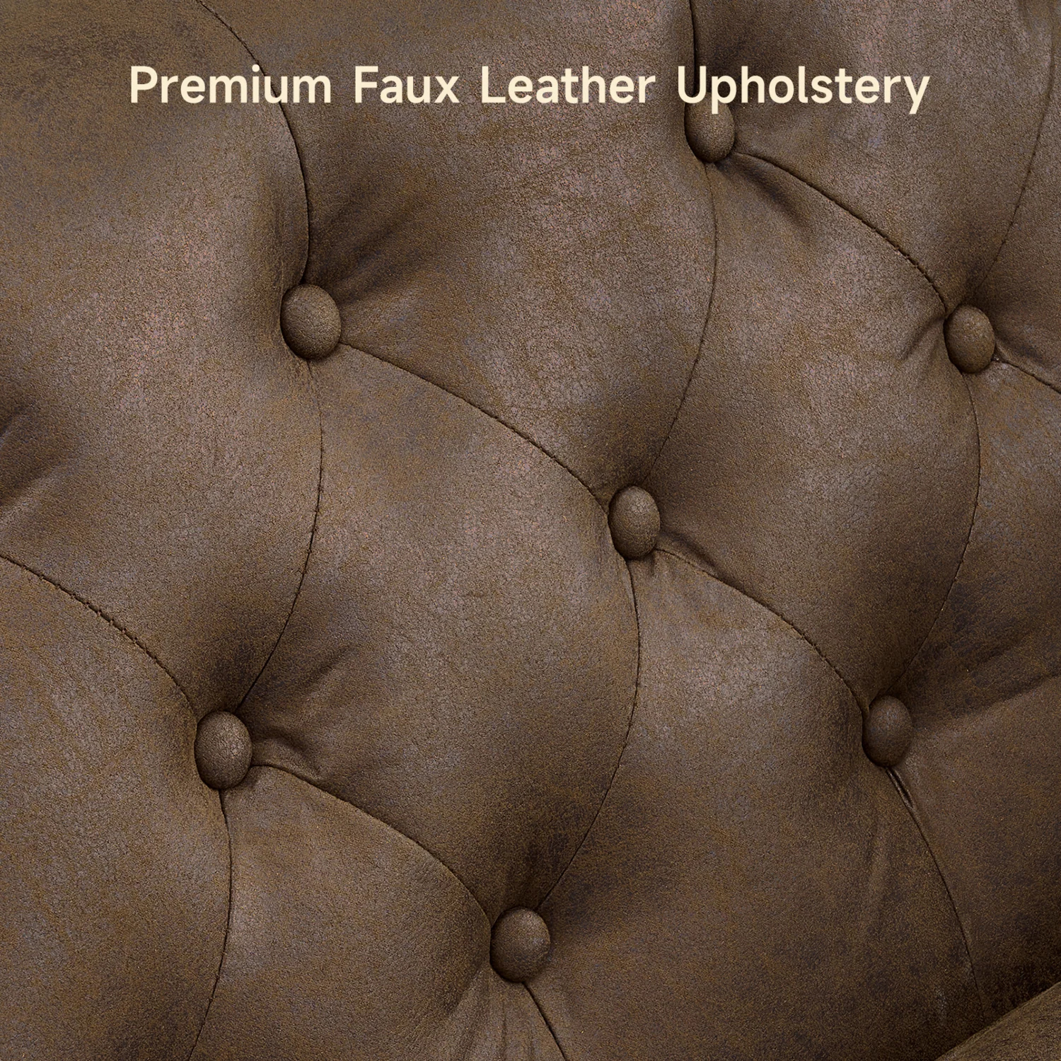 (Discontinued) 79 Faux Leather Couch with Deep Seat. 3 Seater Tufted Sofa with 2 Bolster Pillows & Removable Cushions