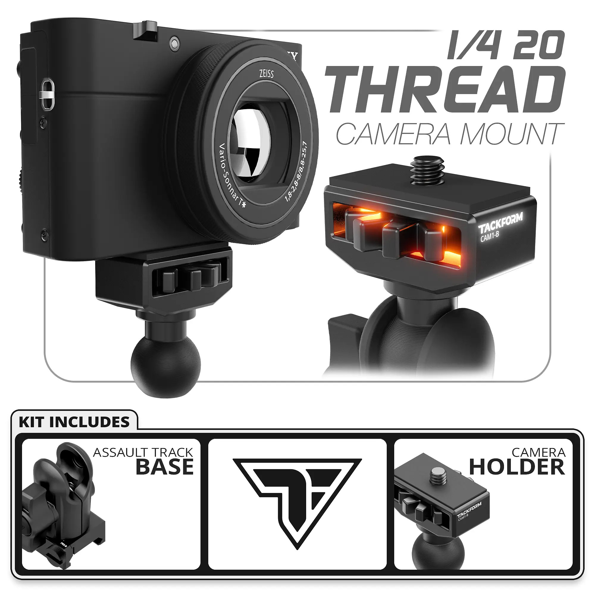 1/4-20 Camera Mount | Assault Track Picatinny Base with 20mm Socket
