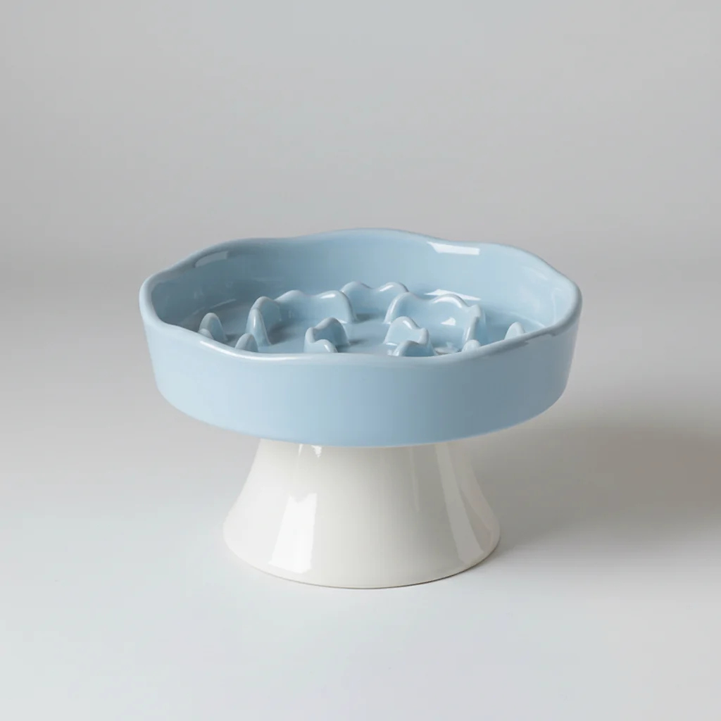 Ceramic Elevated Slow Feeder Bowl