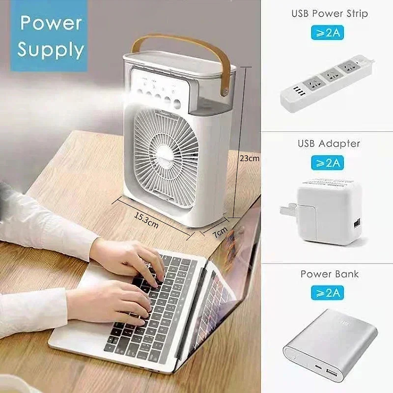 3-in-1 Portable Air Cooler Fan LED Night Light Humidifier