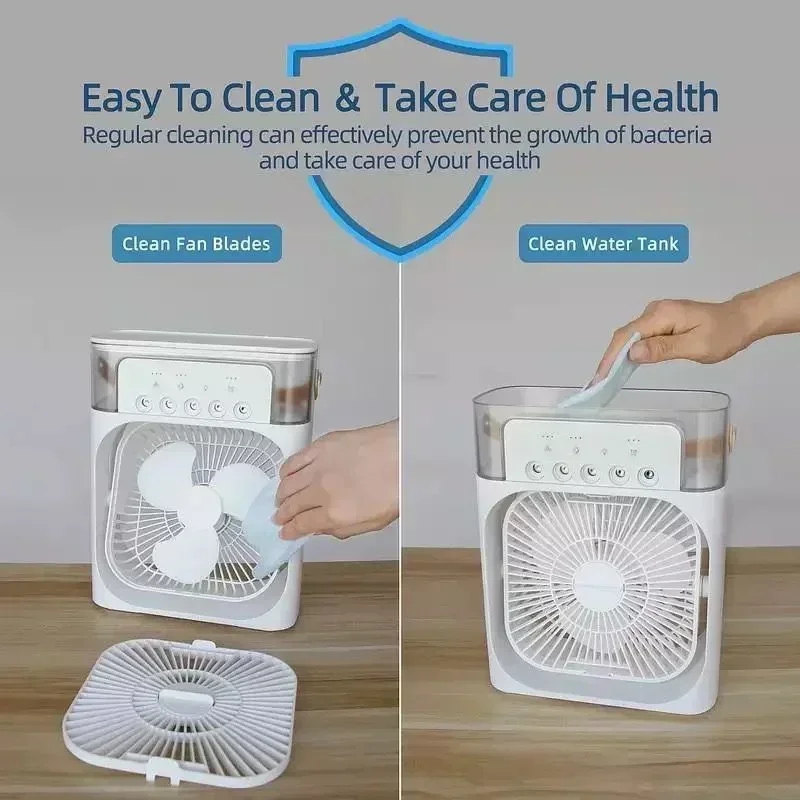 3-in-1 Portable Air Cooler Fan LED Night Light Humidifier