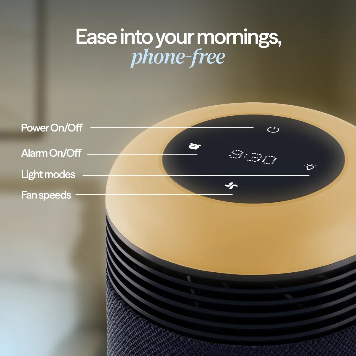 Mini Restful™ Sunrise Clock Air Purifier in Midnight