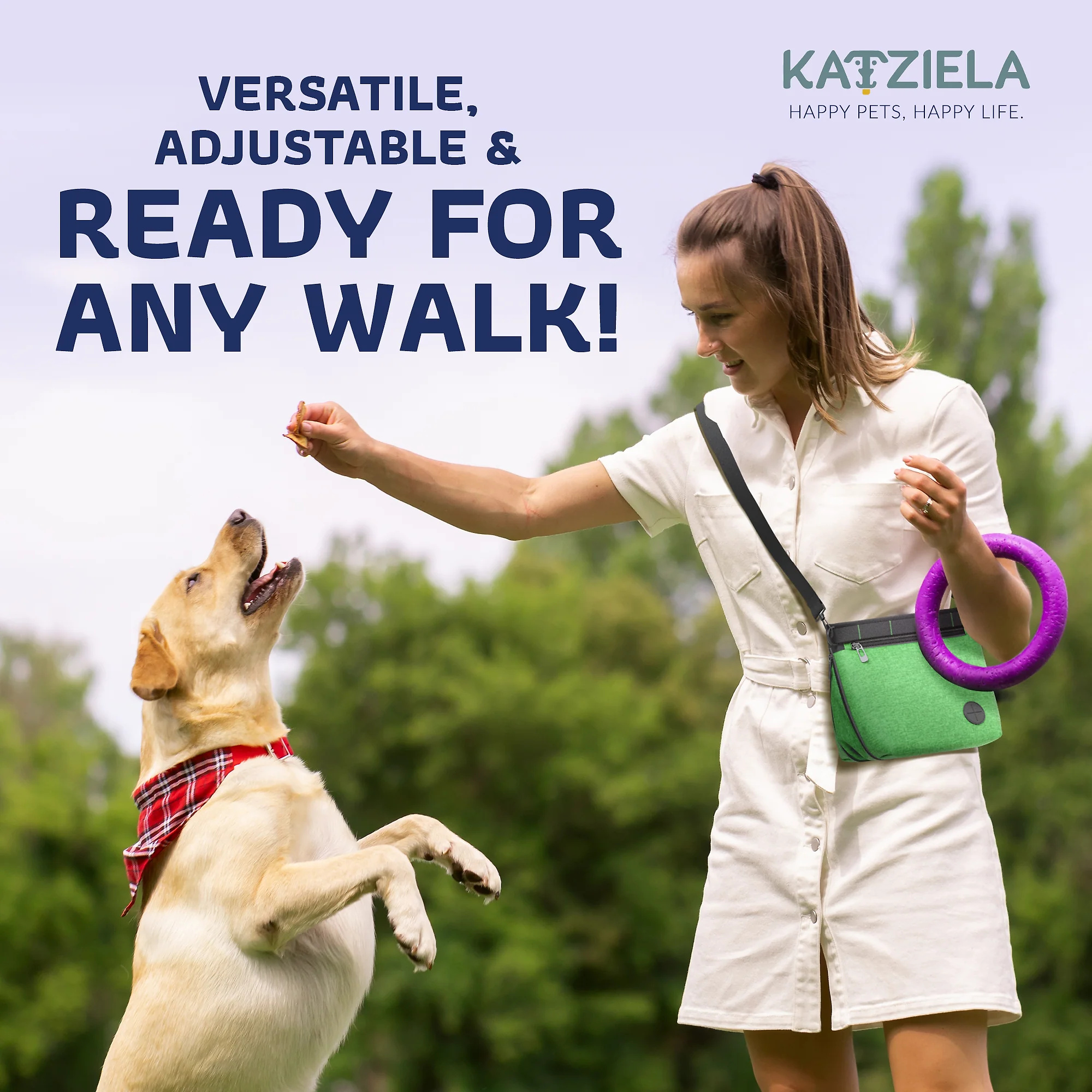 Katziela Expandable Pet Treat Pouch – Hands Free Dog Treat Pouch. Quick Access Magnet Closure – Anti Spill Dog Treat Bag – Treat Pouches for Pet Training. Adjustable Shoulder Strap & Belt Clip