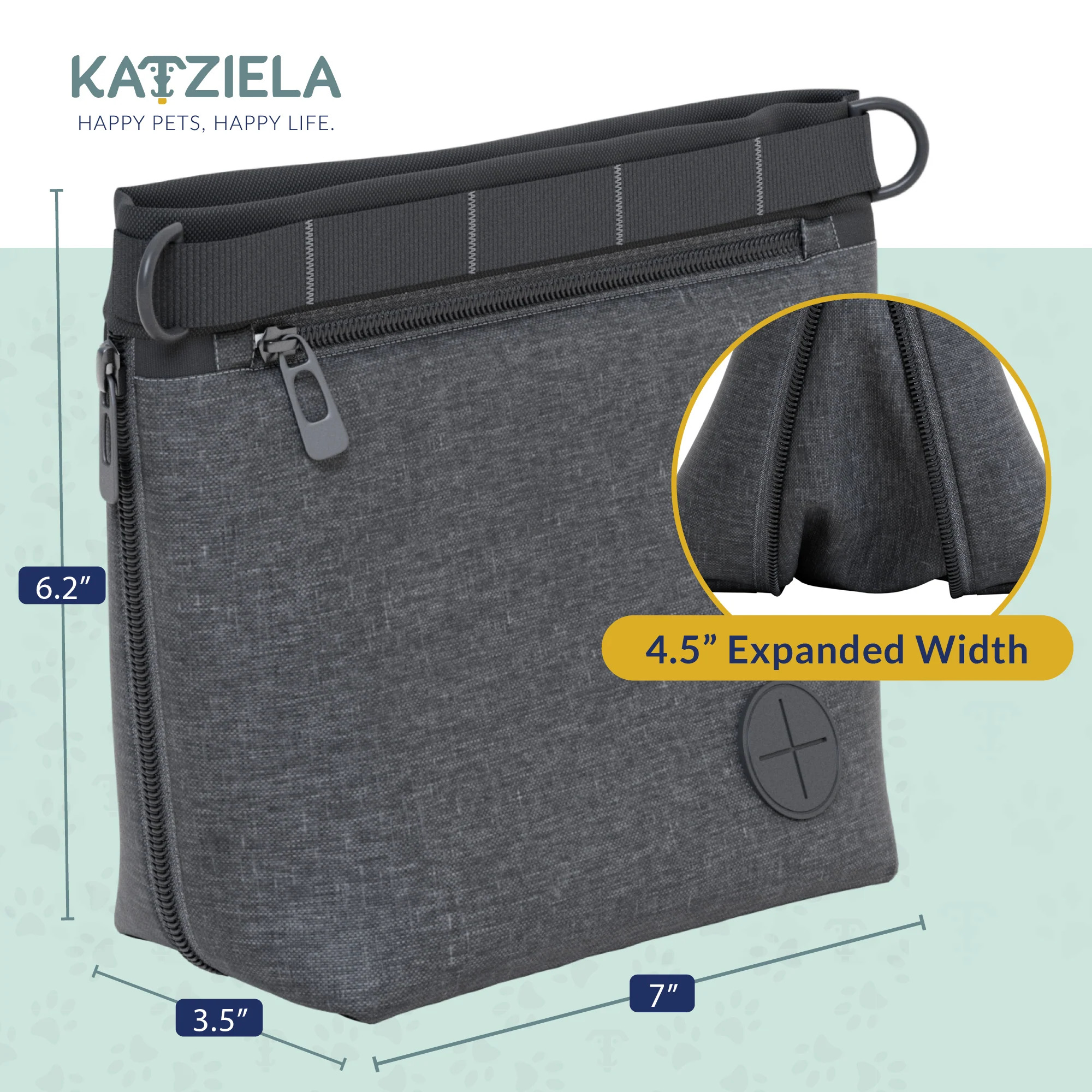 Katziela Expandable Pet Treat Pouch – Hands Free Dog Treat Pouch. Quick Access Magnet Closure – Anti Spill Dog Treat Bag – Treat Pouches for Pet Training. Adjustable Shoulder Strap & Belt Clip