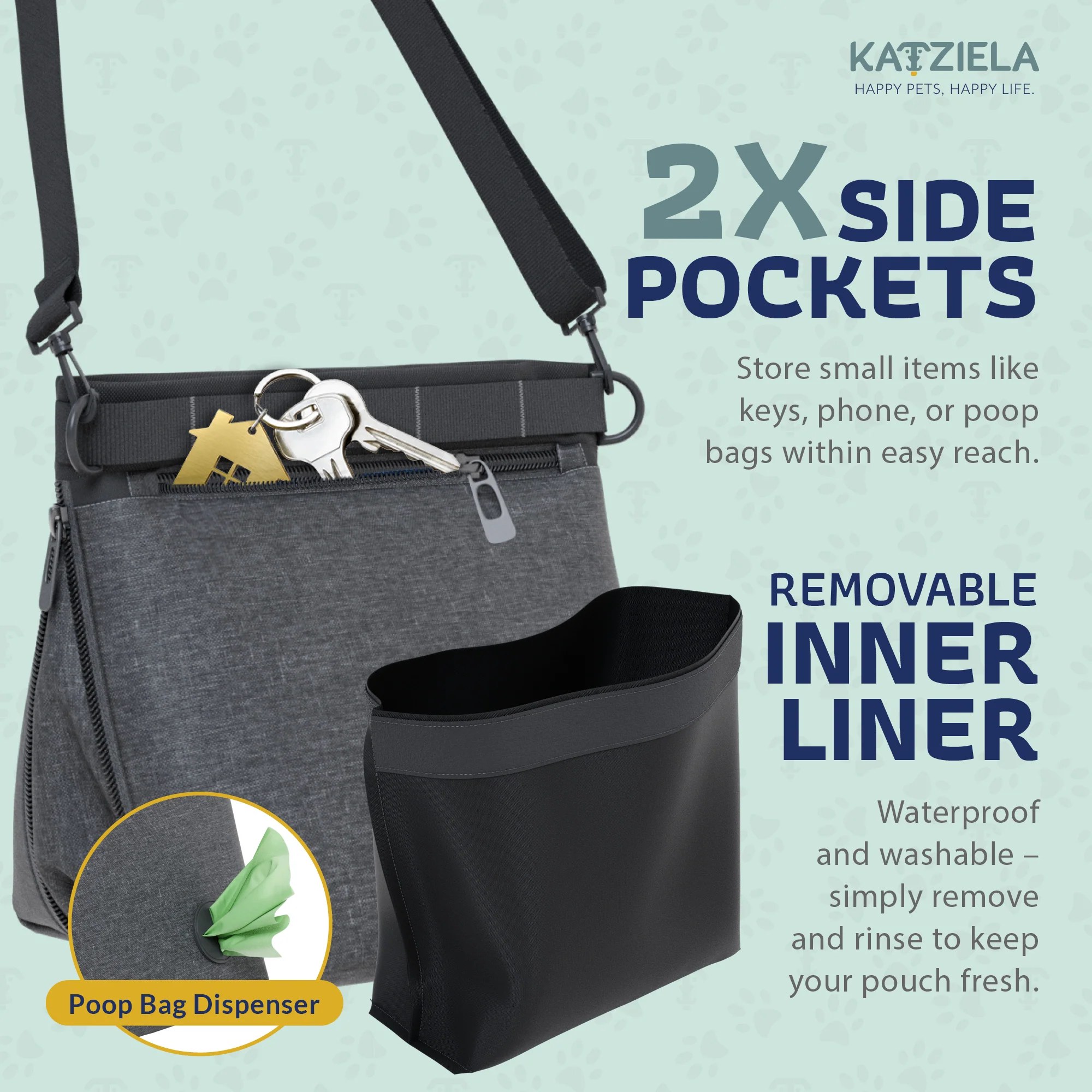 Katziela Expandable Pet Treat Pouch – Hands Free Dog Treat Pouch. Quick Access Magnet Closure – Anti Spill Dog Treat Bag – Treat Pouches for Pet Training. Adjustable Shoulder Strap & Belt Clip