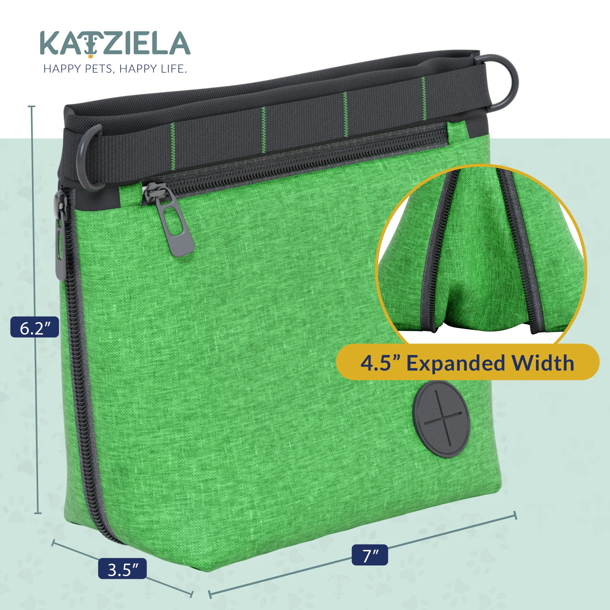 Katziela Expandable Pet Treat Pouch – Hands Free Dog Treat Pouch. Quick Access Magnet Closure – Anti Spill Dog Treat Bag – Treat Pouches for Pet Training. Adjustable Shoulder Strap & Belt Clip