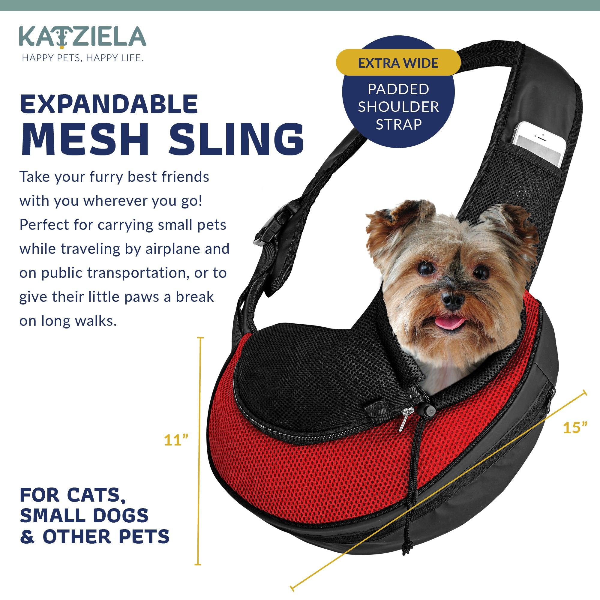 Expandable Sling Bag – Front Shoulder Pet Carrier for Small Dog. Cat and Puppy