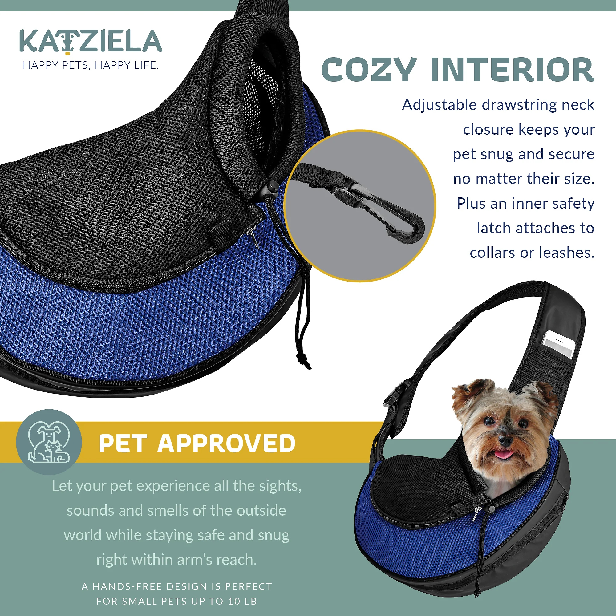 Expandable Sling Bag – Front Shoulder Pet Carrier for Small Dog. Cat and Puppy