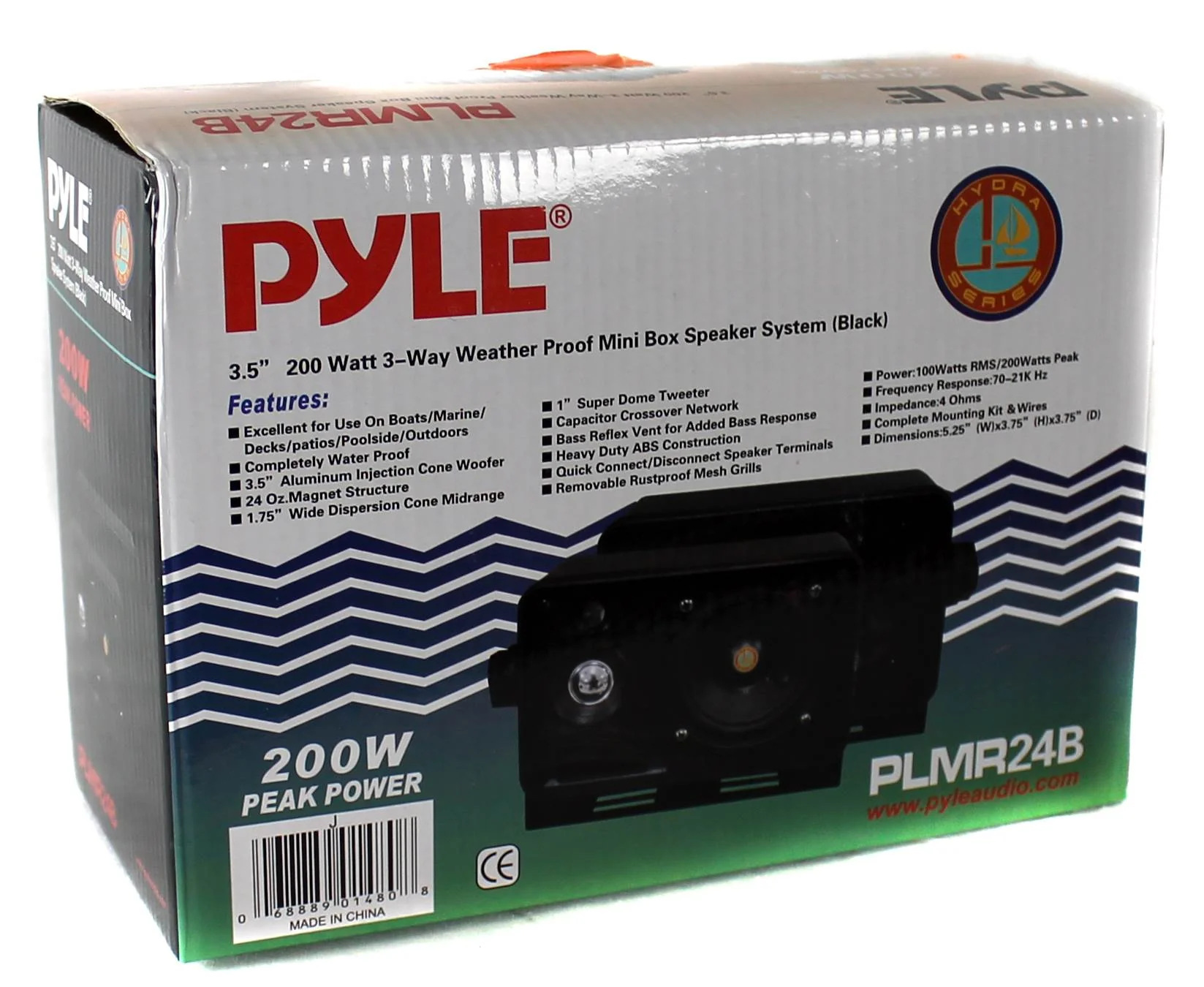 2) Pyle PLMR24B 3.5 200 Watt 3-Way Weather Proof Mini Box Speaker System Black