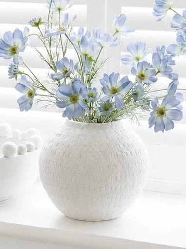 Ashen White Matt Round Vase Modern Home Decor