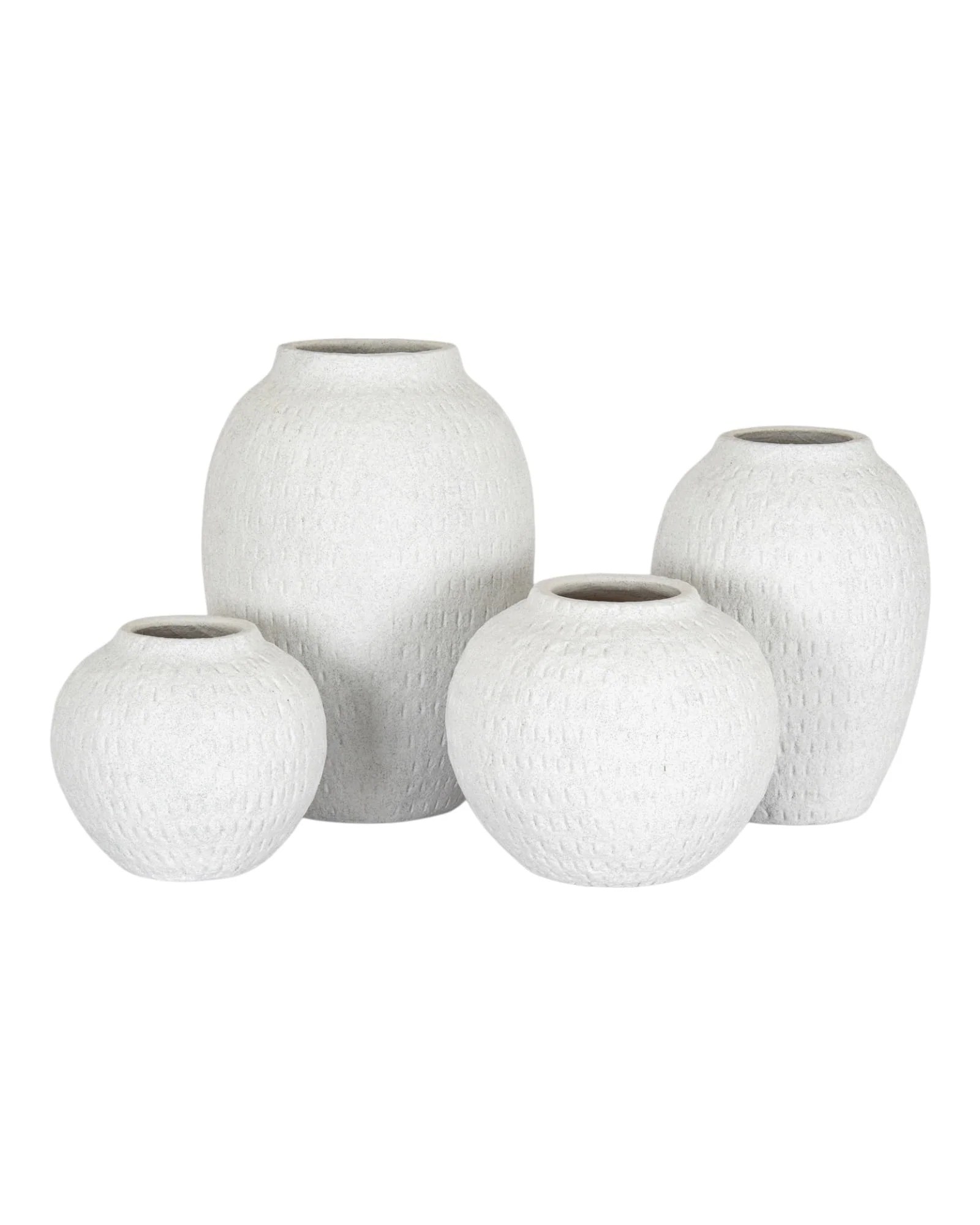 Ashen White Matt Round Vase Modern Home Decor