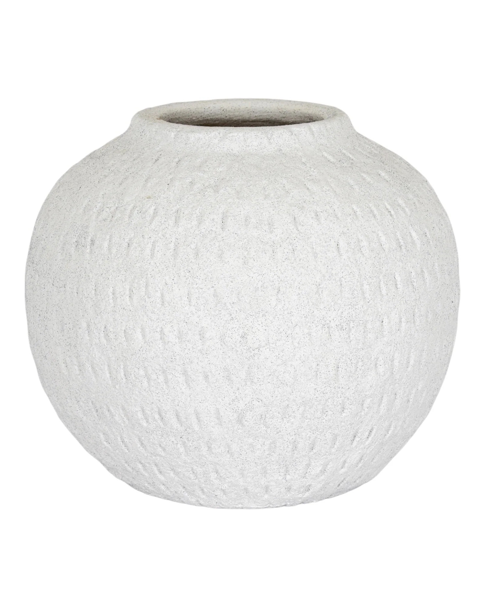 Ashen White Matt Round Vase Modern Home Decor