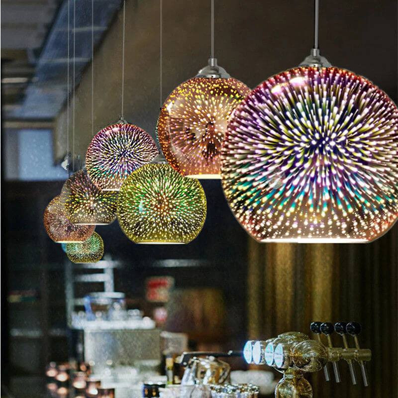 3D Fireworks Glass Pendant Light with Creative Color Design
