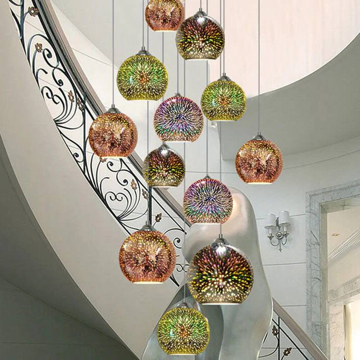 3D Fireworks Glass Pendant Light with Creative Color Design