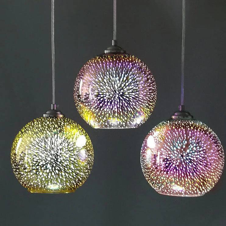 3D Fireworks Glass Pendant Light with Creative Color Design