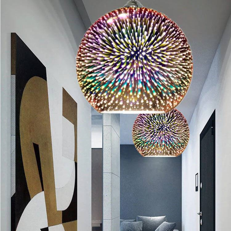 3D Fireworks Glass Pendant Light with Creative Color Design