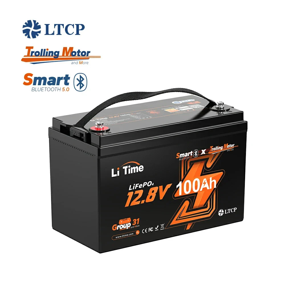 LiTime 12 Volt 100Ah TM Lithium Marine Trolling Motor Battery with Bluetooth
