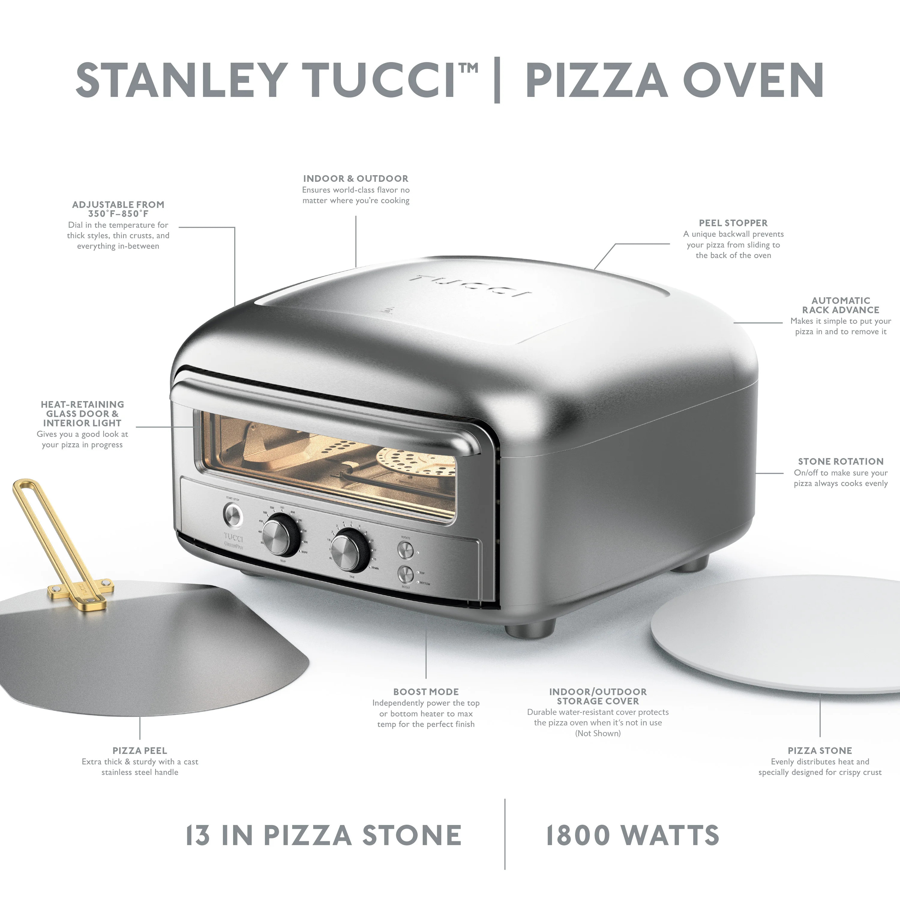 Stanley Tucci™ Indoor and Outdoor Pizza Oven | Stainless Steel