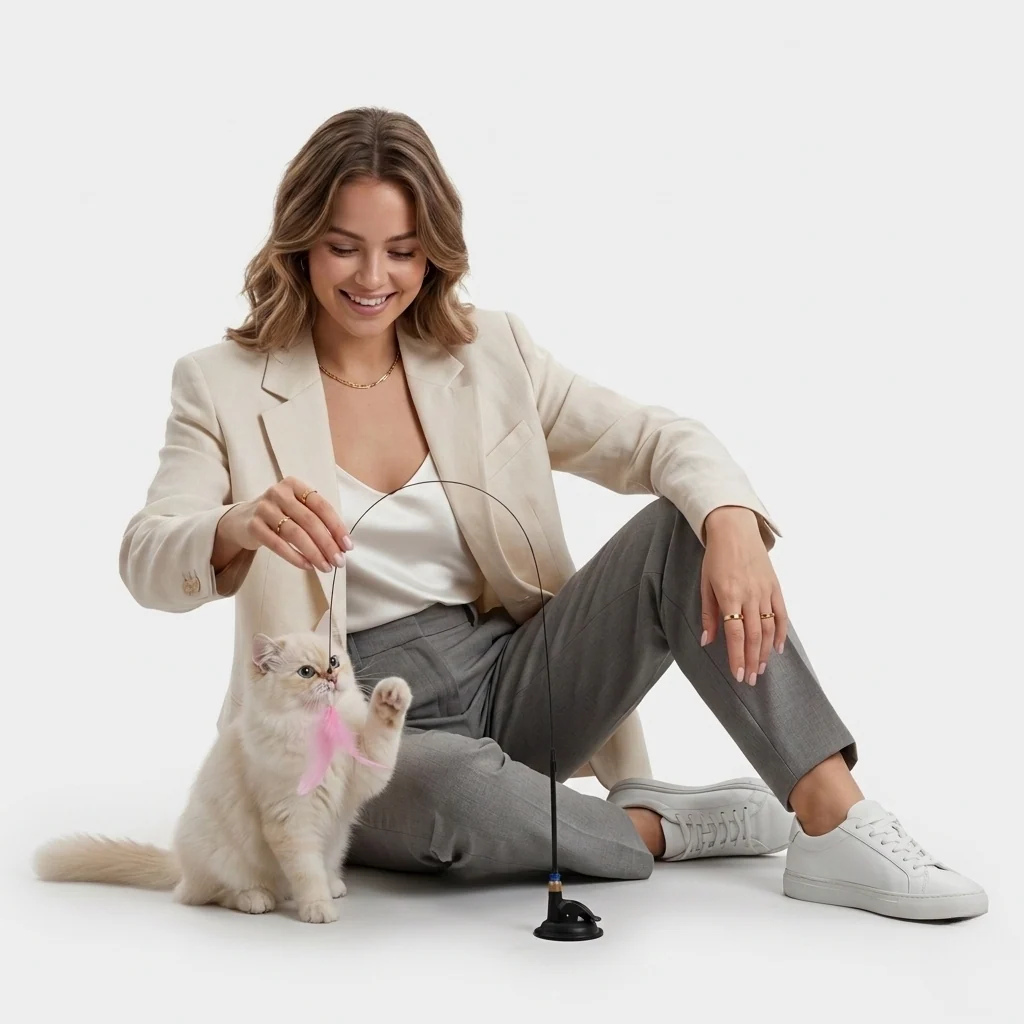 Cat Teaser Toy – Feather Wand
