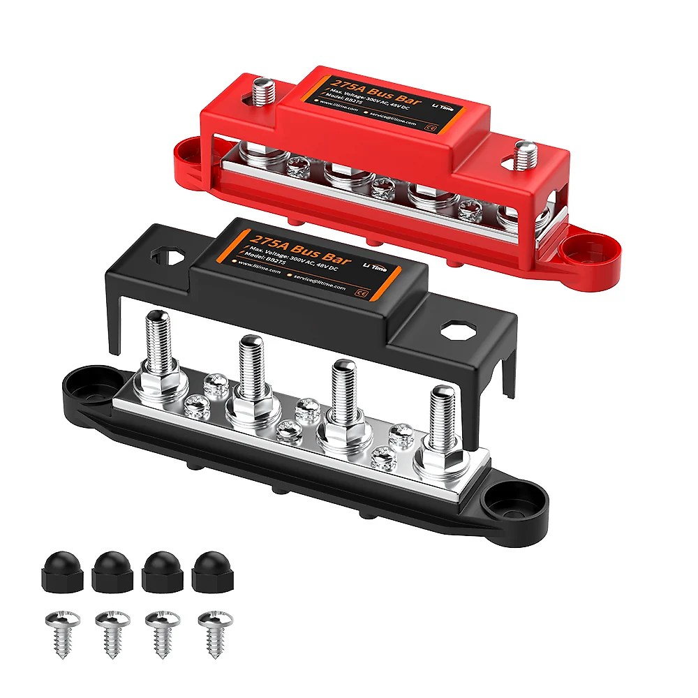 LiTime 12V 275A Power Distribution Bus Bar for RV. Marine. Solar Battery Terminal Block