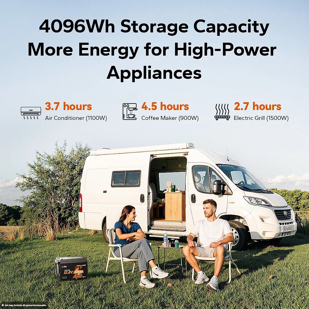 LiTime 12V 320Ah Mini Bluetooth Lithium Battery for RV. Off-Grid. Marine and Truck