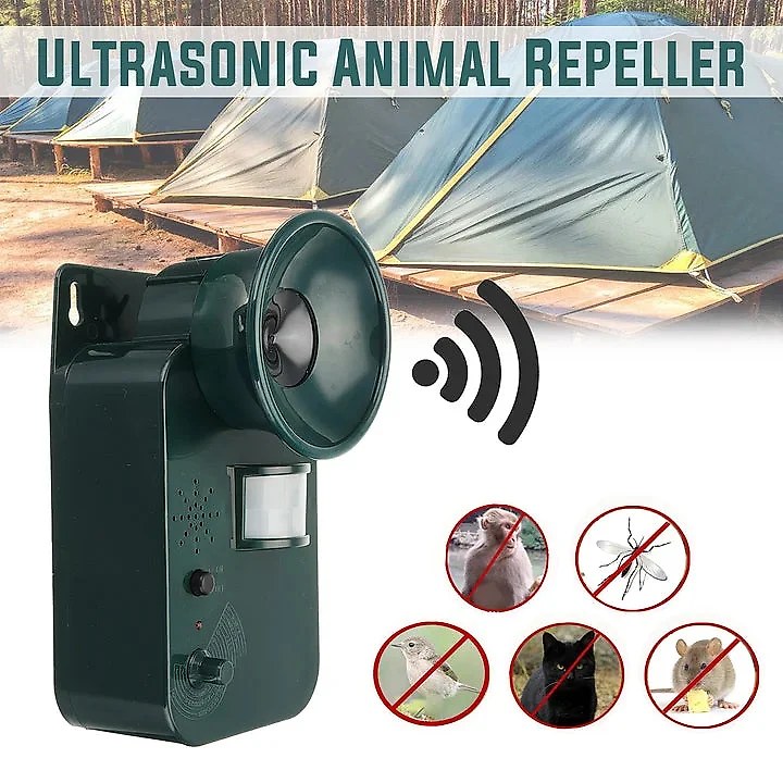 Animal Repeller Ultrasonic Outdoor Cordless 9V DC 5000 Sq Ft Coverage