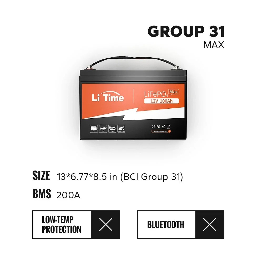 LiTime 12V 100Ah Batteries for Marine & RV