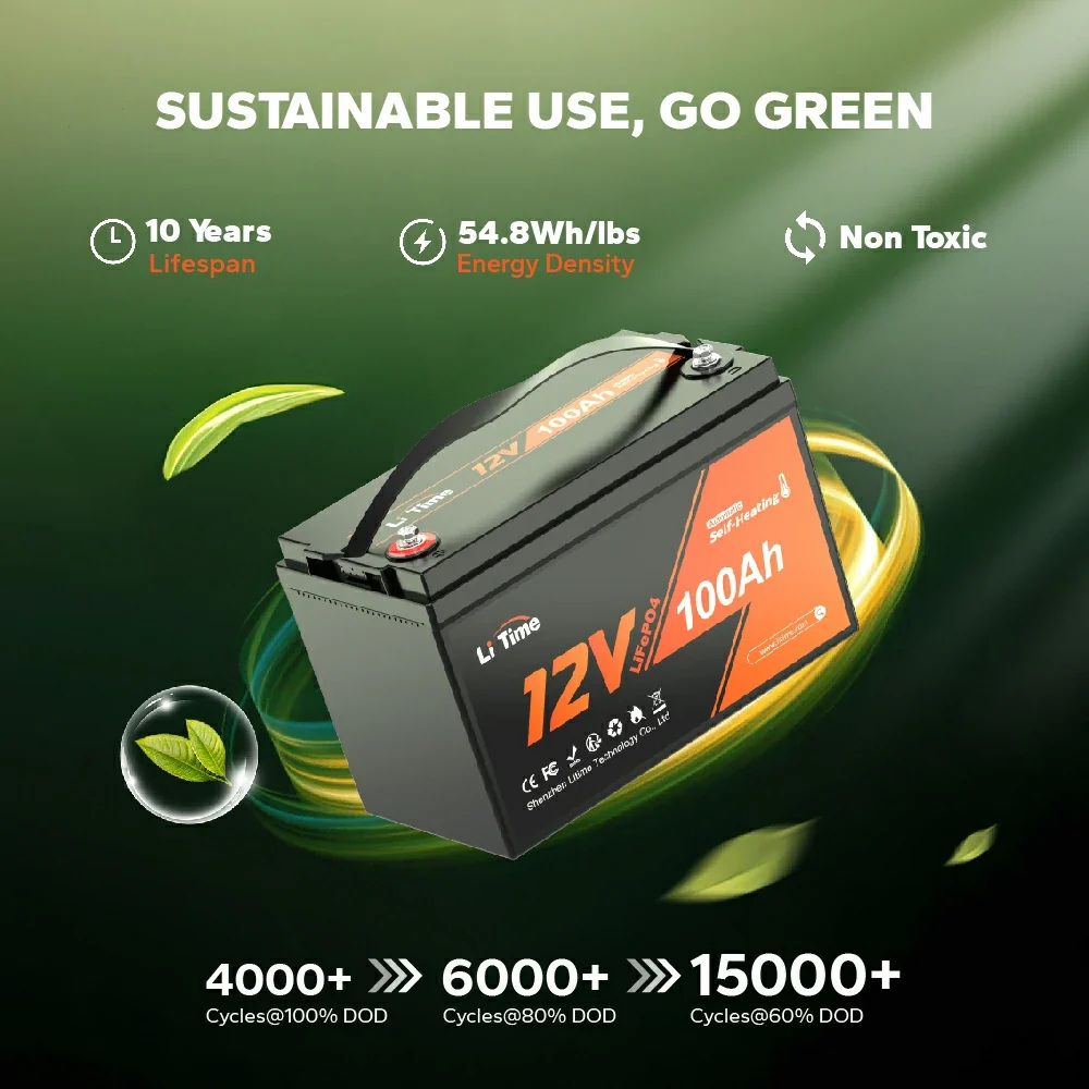 LiTime 12V 100Ah Batteries for Marine & RV