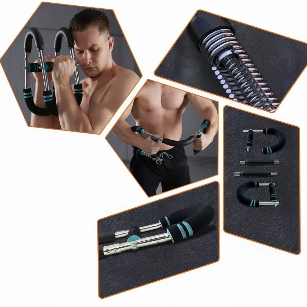 Adjustable Home Workout Bar for Arms & Chest with Custom Resistance | Portable Fitness Solution for Targeted Muscle Training