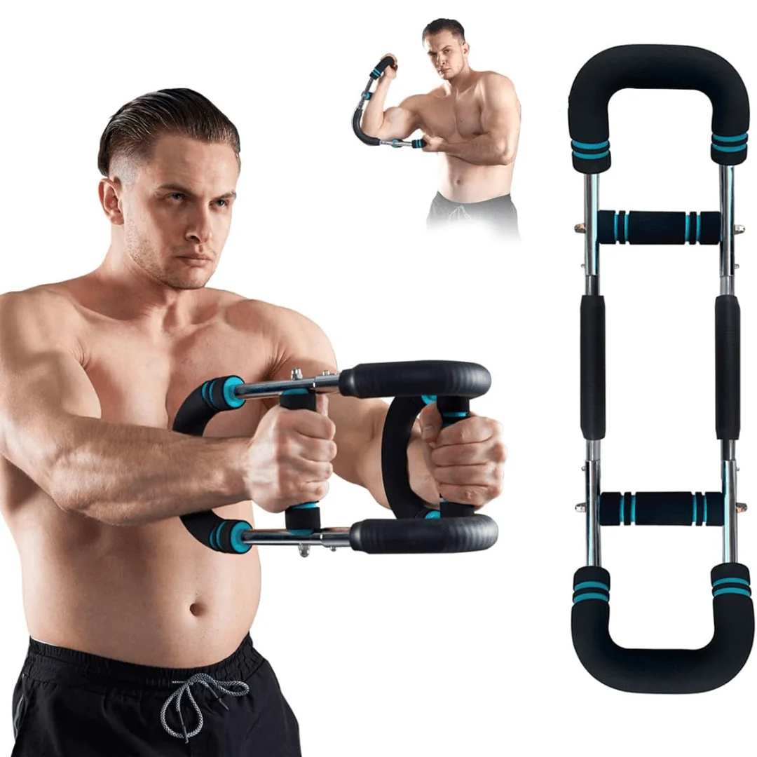 Adjustable Home Workout Bar for Arms & Chest with Custom Resistance | Portable Fitness Solution for Targeted Muscle Training