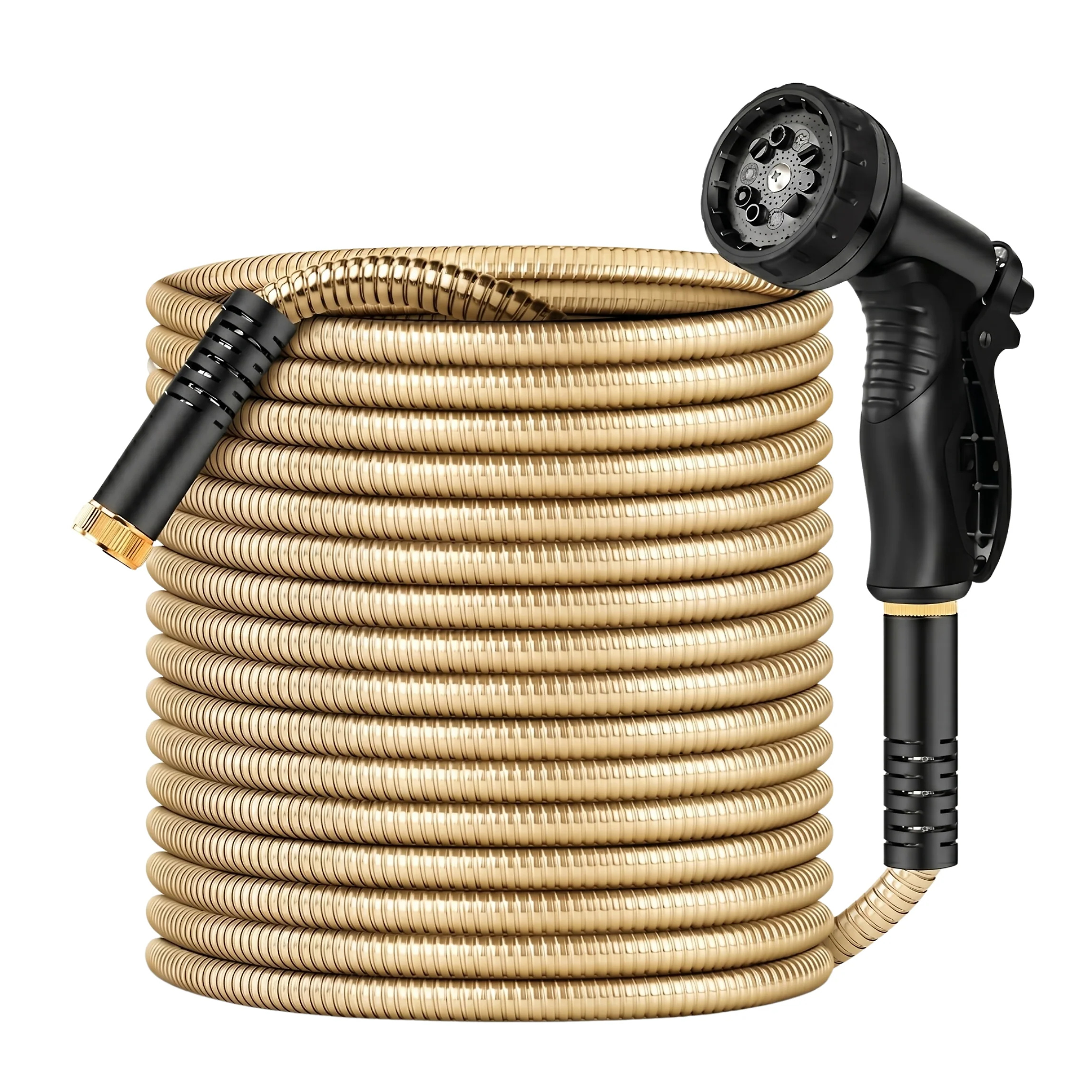 100FT Stainless Steel Water Hose with 10 Function Nozzle System